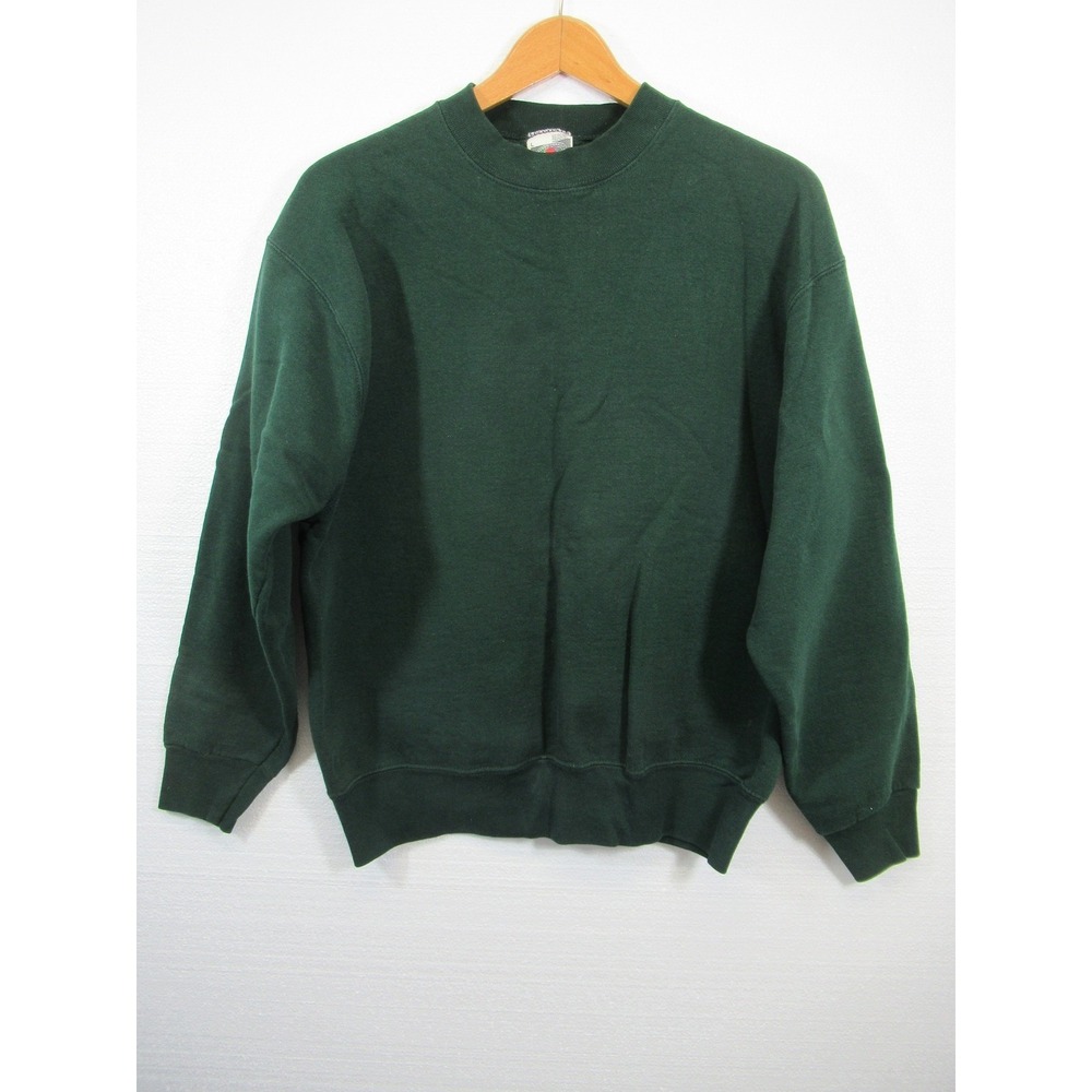 Vtg Fruit of the Loom Heavyweight Crewneck Sweatshirt Men L Green Plain Blank - Picture 1 of 4